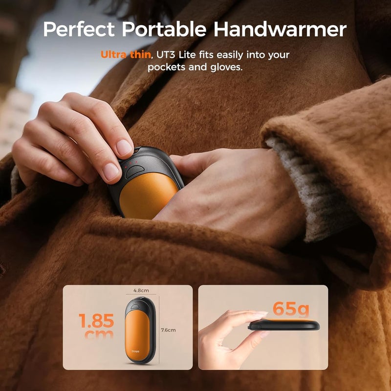 OCOOPA Magnetic Hand Warmers Rechargeable 2 Pack, Electric Handwarmers, Smart Heating UL Certified, 3-Settings,Portable Heater, Ultra Slim Pocket, Hunting Essentials, Gifts for Christmas Men, UT3 Lite - Image 4